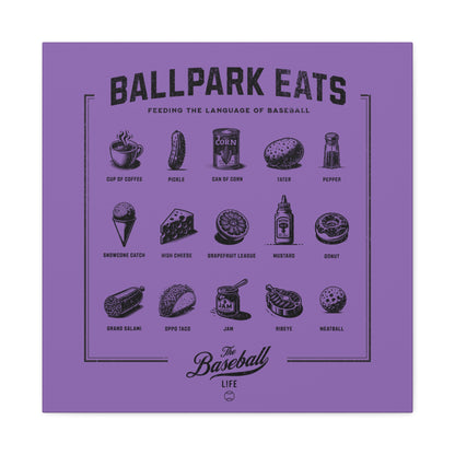 Ballpark Eats_Feeding the Language of Baseball Wall Art Canvas_Light Purple
