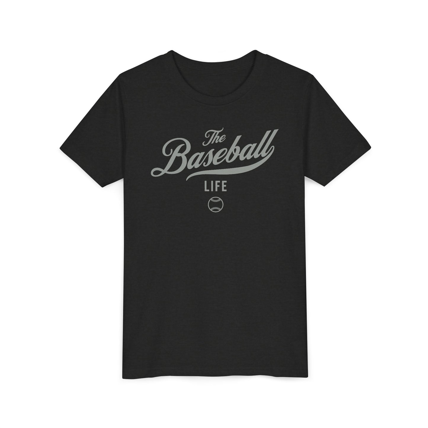 Youth The Baseball Life Classic Script T-Shirt_Silver Gray Print