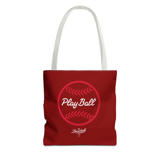Baseball Icon Play Ball Tote Bag_Maroon