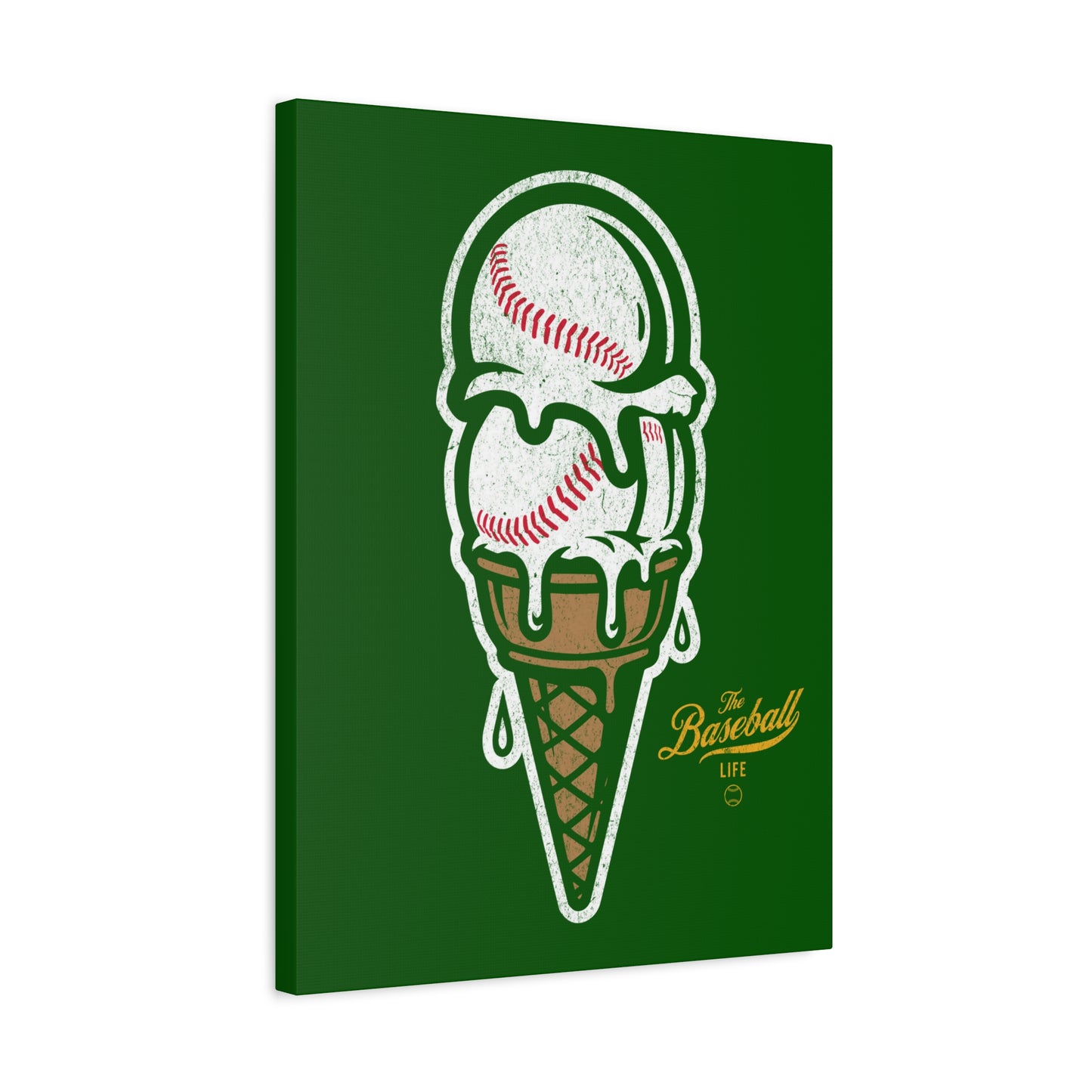 Baseball Ice Cream Cone Wall Art Canvas_Grass Green