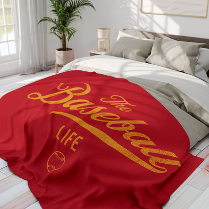 Fleece Blanket_Red w Yellow Gold Print