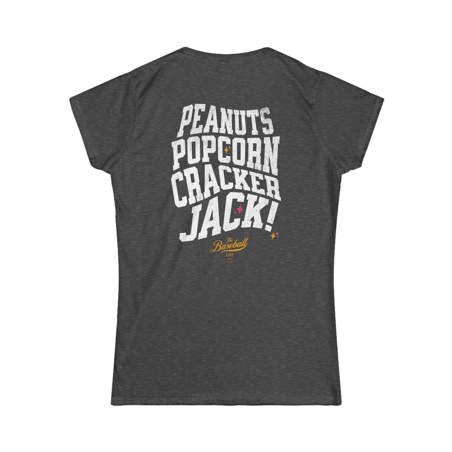 Women's Peanuts Popcorn Crackerjack Baseball T-Shirt