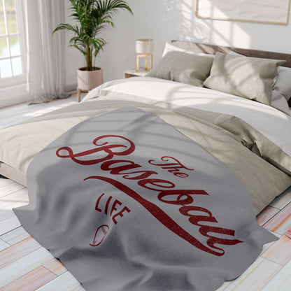 Fleece Blanket_Silver Gray w Maroon Print