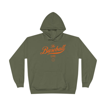 The Baseball Life Hoodie w/Grommets_Orange Print