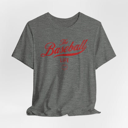 The Baseball Life Classic Script T-Shirt_Red Print