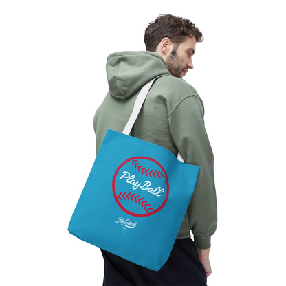 Baseball Icon Play Ball Tote Bag_Turquoise