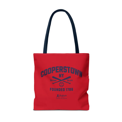 Cooperstown, NY Tote Bag_Red w Navy Print