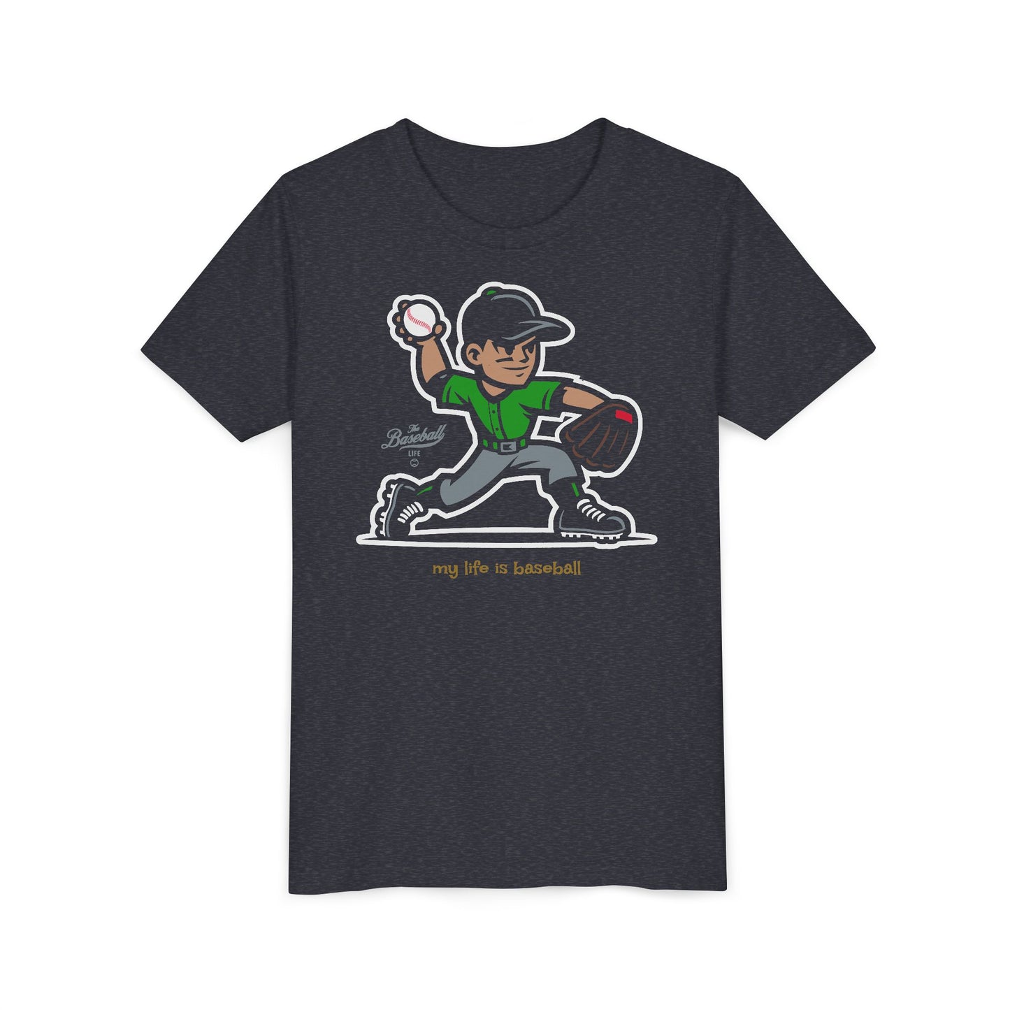 Youth Baseball T-Shirt_My Life is Baseball (Green)