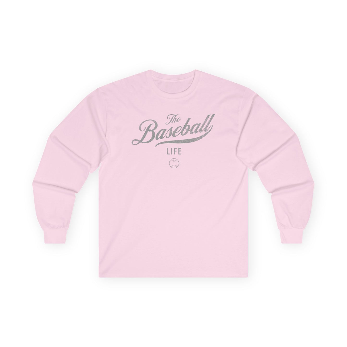 The Baseball Life Long Sleeve T-Shirt_Silver Gray Print
