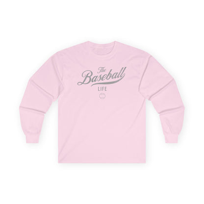The Baseball Life Long Sleeve T-Shirt_Silver Gray Print