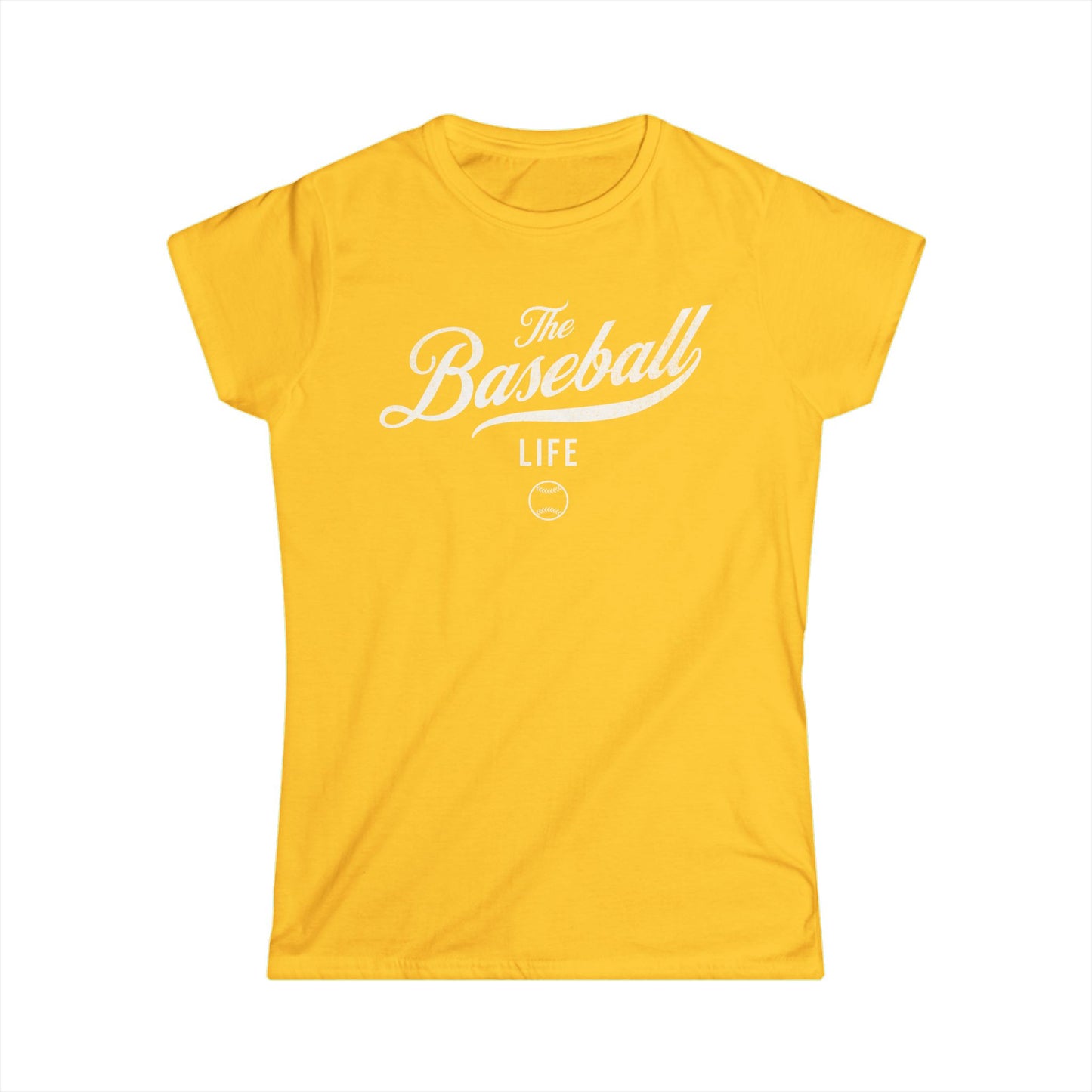The Baseball Life Classic Script Tee_Women's_White Print