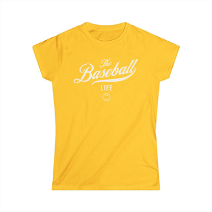 The Baseball Life Classic Script Tee_Women's_White Print