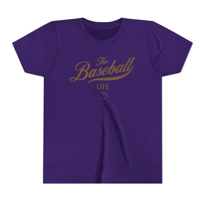 Youth The Baseball Life Classic Script T-Shirt_Old Gold Print