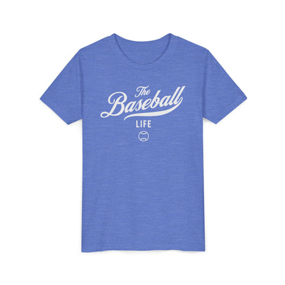 Youth The Baseball Life Classic Script T-Shirt_White Print