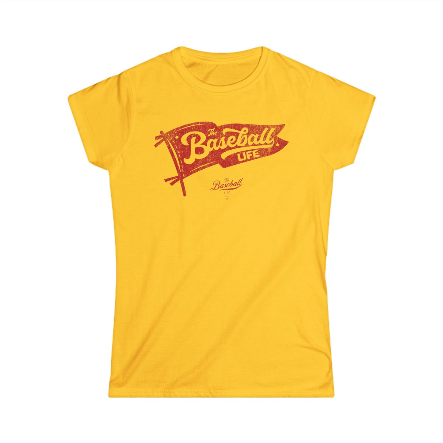 Women's Vintage Baseball Pennant T-Shirt - Red Print