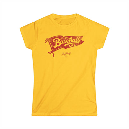 Women's Vintage Baseball Pennant T-Shirt - Red Print