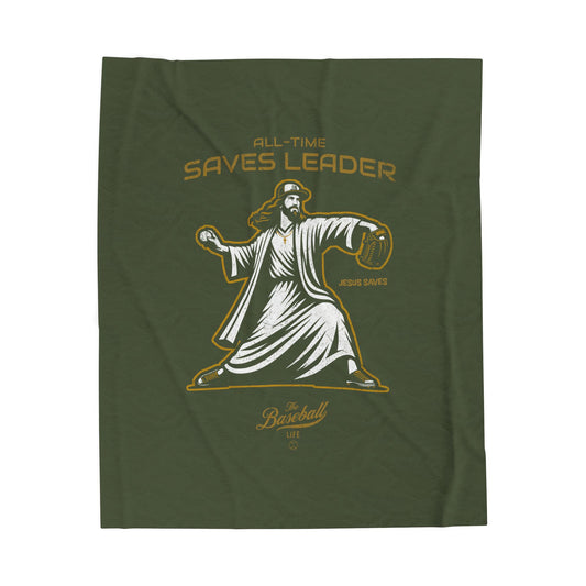 Velveteen Plush Blanket_All-Time Saves Leader_Military Green
