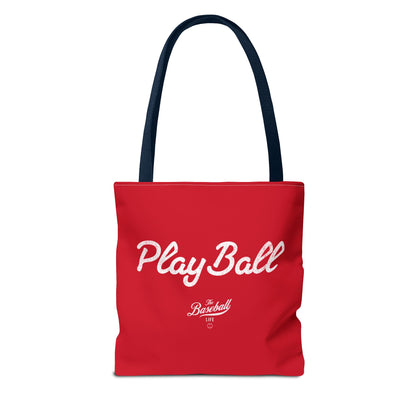 Play Ball Tote Bag_Red with White Print