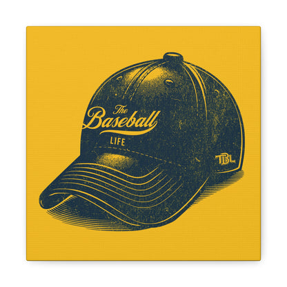 The Baseball Life Ball Cap Wall Art Canvas_Yellow Gold