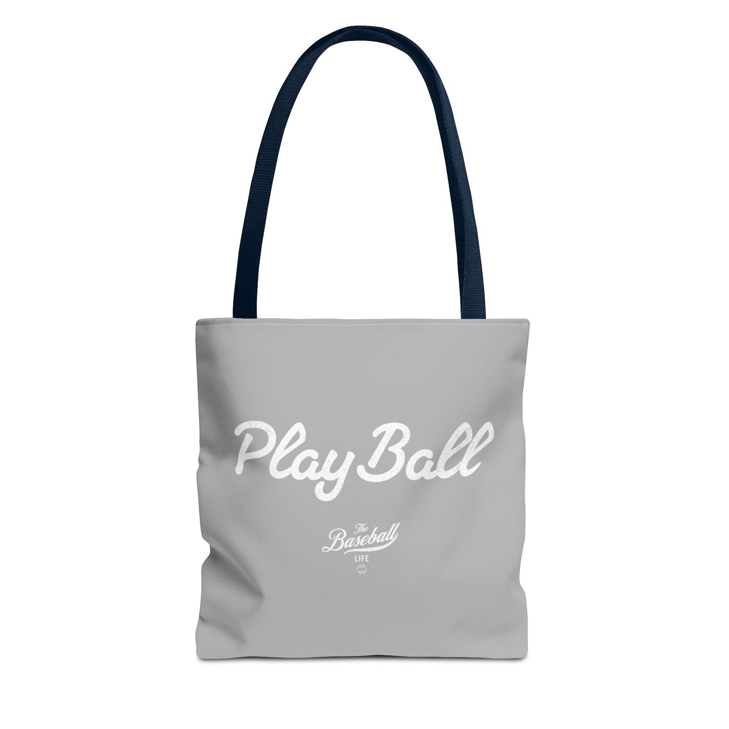 Play Ball Tote Bag_Light Gray with White Print