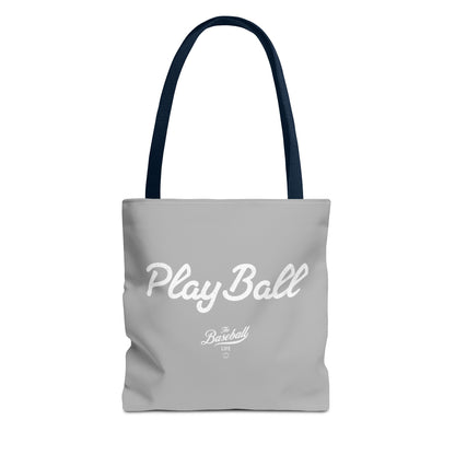 Play Ball Tote Bag_Light Gray with White Print