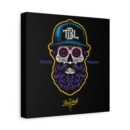 Beisbol Sugar Skull Series_Player 2  Wall Art Canvas_Black