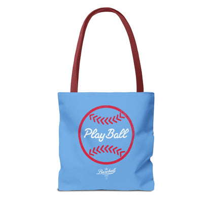 Baseball Icon Play Ball Tote Bag_Carolina Blue