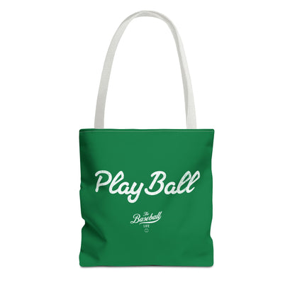 Play Ball Tote Bag_Green with White Print