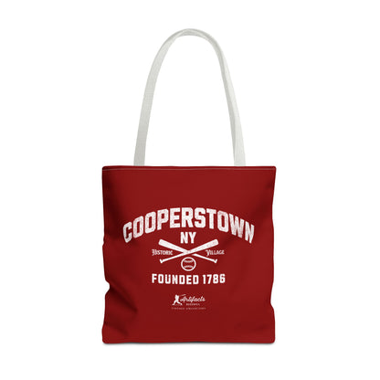 Cooperstown, NY Tote Bag_Maroon w White Print
