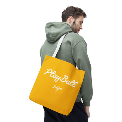 Play Ball Tote Bag_Yellow Gold with White Print