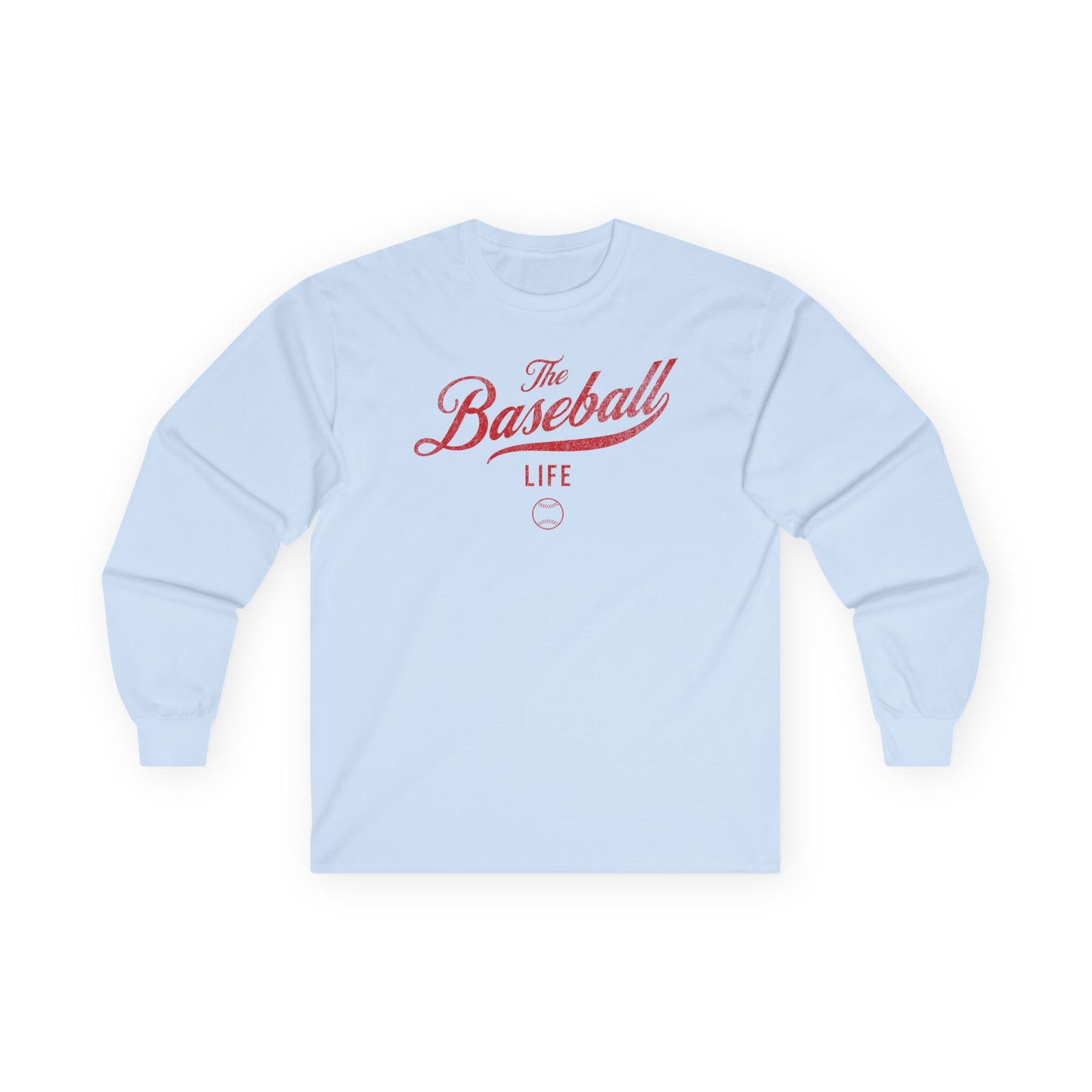 The Baseball Life Long Sleeve T-Shirt_Red Print