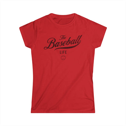 The Baseball Life Classic Script Tee_Women's_Black Print