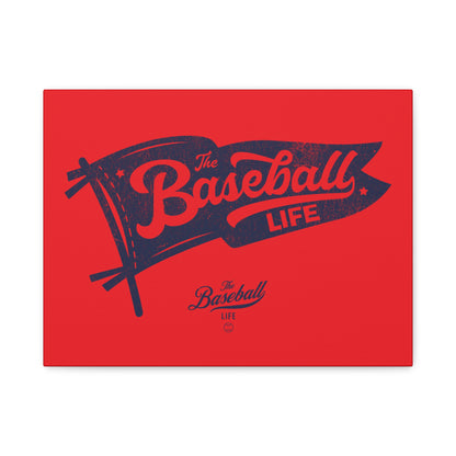 Classic Pennant Wall Art Canvas_Navy Print on Red