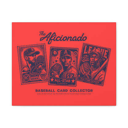The Aficionado Baseball Card Collector Wall Art Canvas_Coral Red