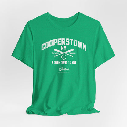 Cooperstown NY White Print_Artifacts Baseball Collection T-Shirt
