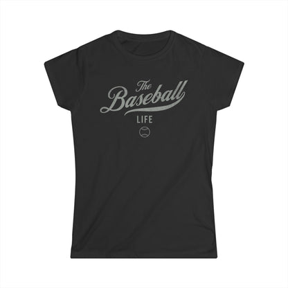 The Baseball Life Classic Script Tee_Women's_Silver Gray Print
