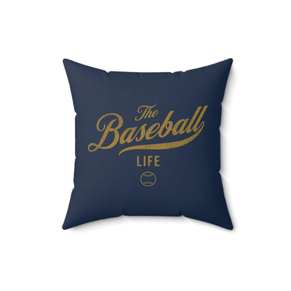 The Baseball Life Accent Pillow_Navy w Old Gold Print