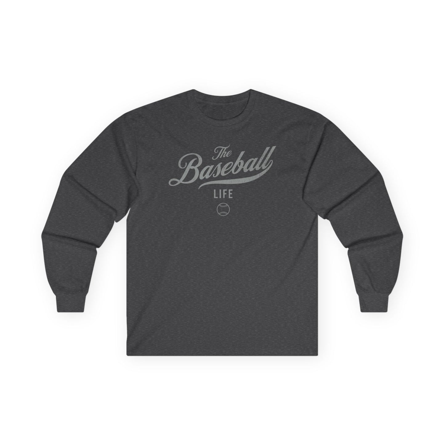 The Baseball Life Long Sleeve T-Shirt_Silver Gray Print