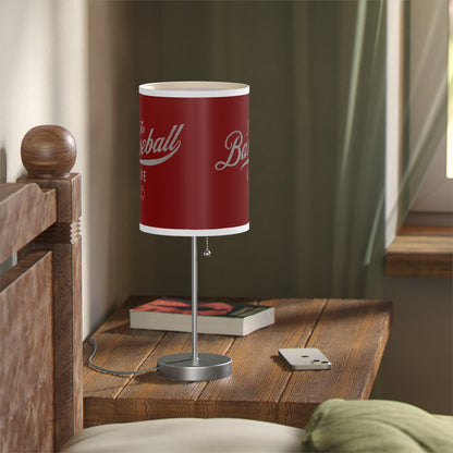 Table Lamp_Maroon w Silver Gray Print