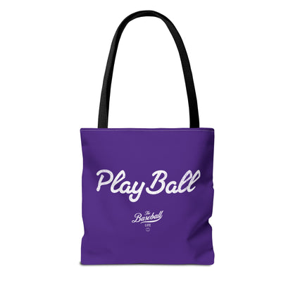 Play Ball Tote Bag_Purple with White Print