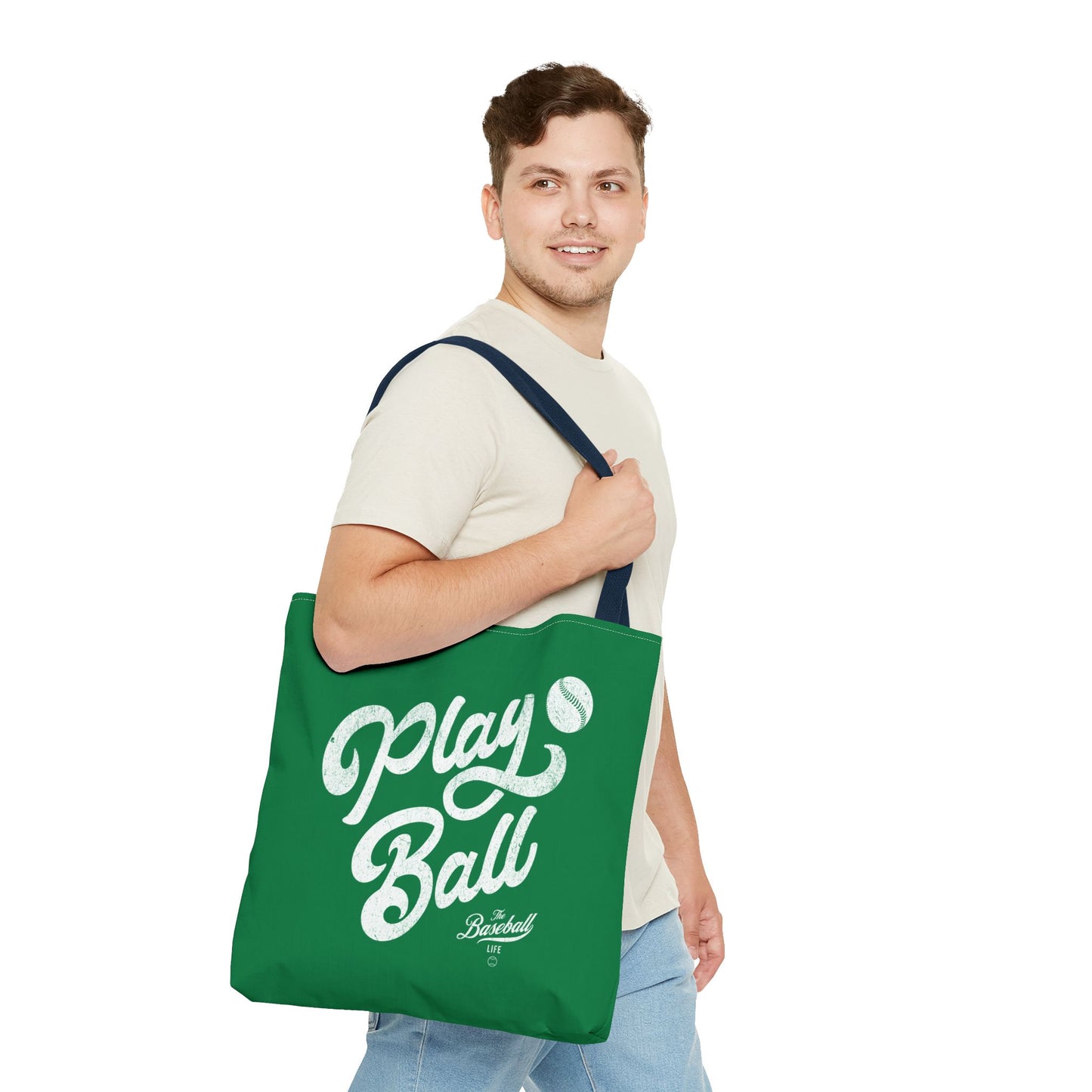 Play Ball Script Tote Bag_Green