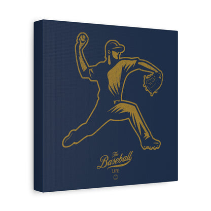 Pitcher Icon Wall Art Canvas_Navy