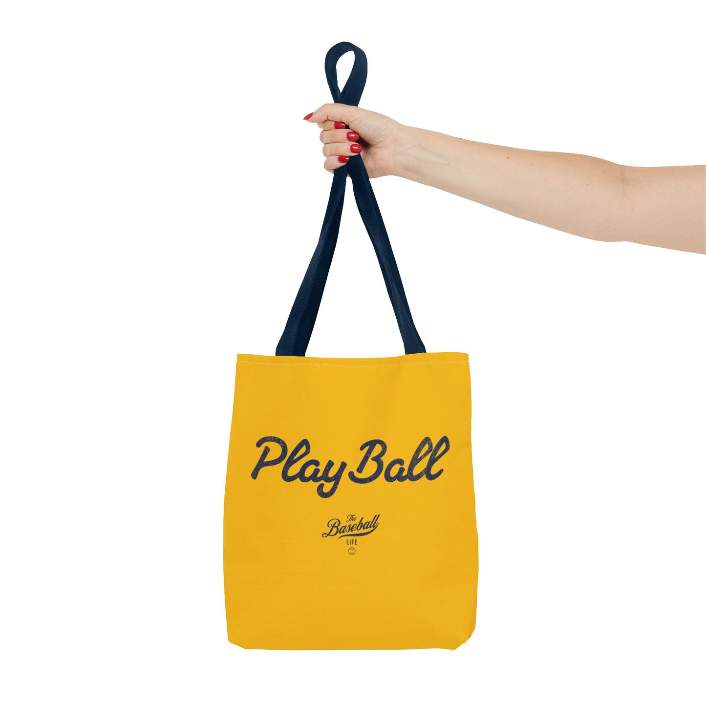 Play Ball Tote Bag_Yellow Gold with Navy Print