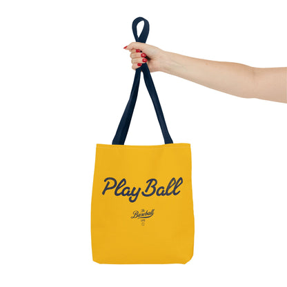 Play Ball Tote Bag_Yellow Gold with Navy Print