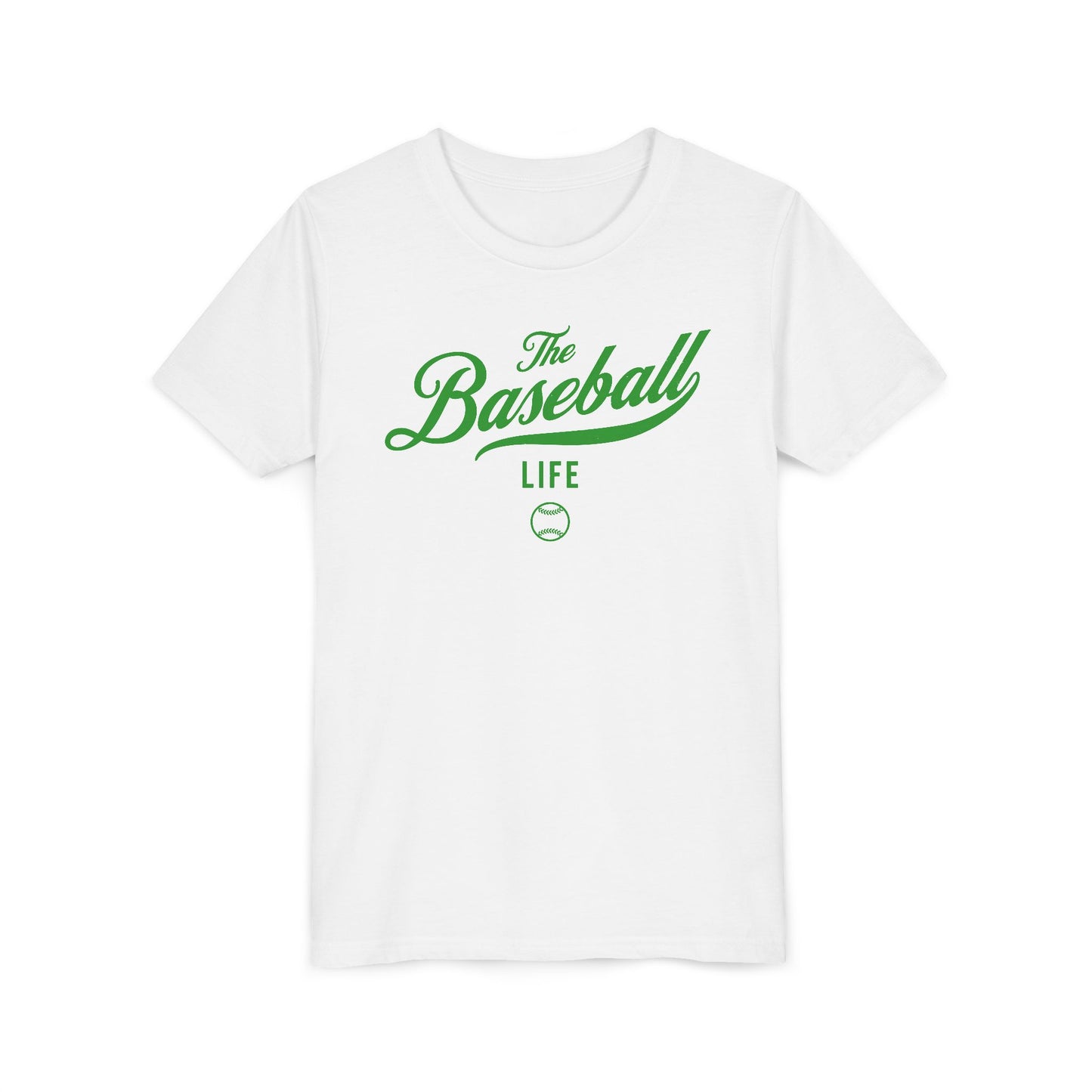 Youth The Baseball Life Classic Script T-Shirt_Green Print
