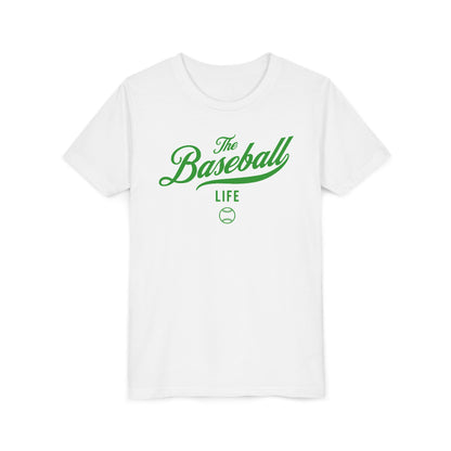 Youth The Baseball Life Classic Script T-Shirt_Green Print