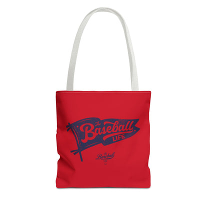 Vintage Pennant Tote Bag_Navy Print on Red