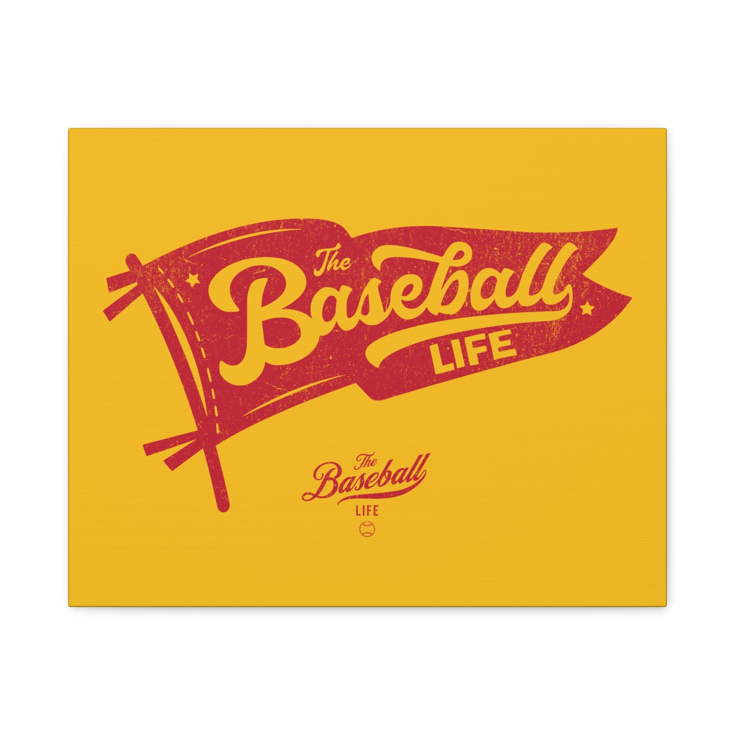 Classic Pennant Wall Art Canvas_Red Print on Yellow Gold