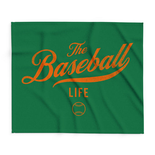 Fleece Blanket_Green w Orange Print