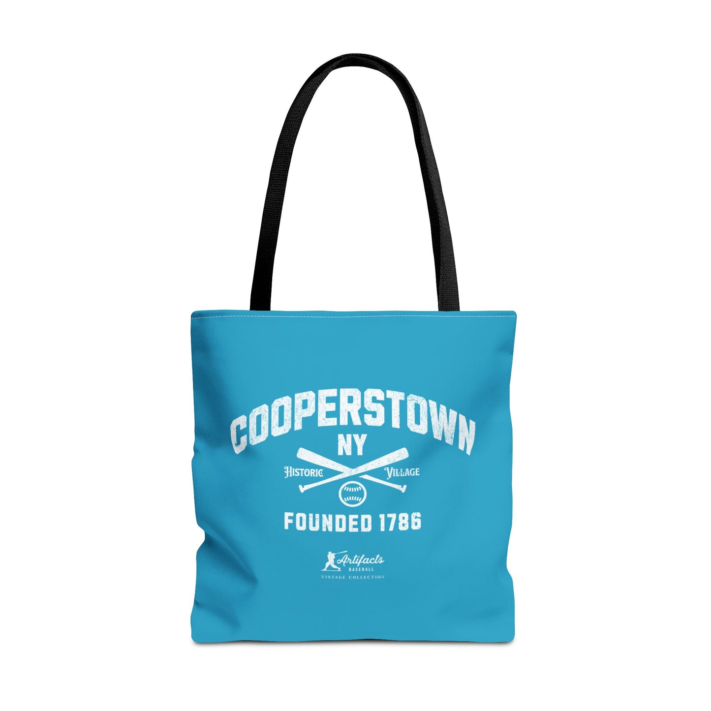Cooperstown, NY Tote Bag_Turquoise w White Print